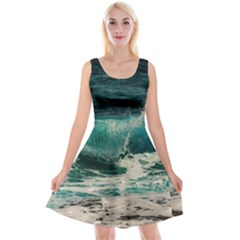 Sea Ocean Waves Seascape Beach Reversible Velvet Sleeveless Dress by danenraven