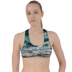 Sea Ocean Waves Seascape Beach Criss Cross Racerback Sports Bra