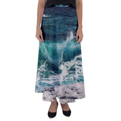 Sea Ocean Waves Seascape Beach Flared Maxi Skirt by danenraven