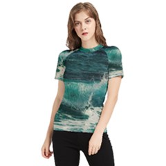 Sea Ocean Waves Seascape Beach Women s Short Sleeve Rash Guard by danenraven