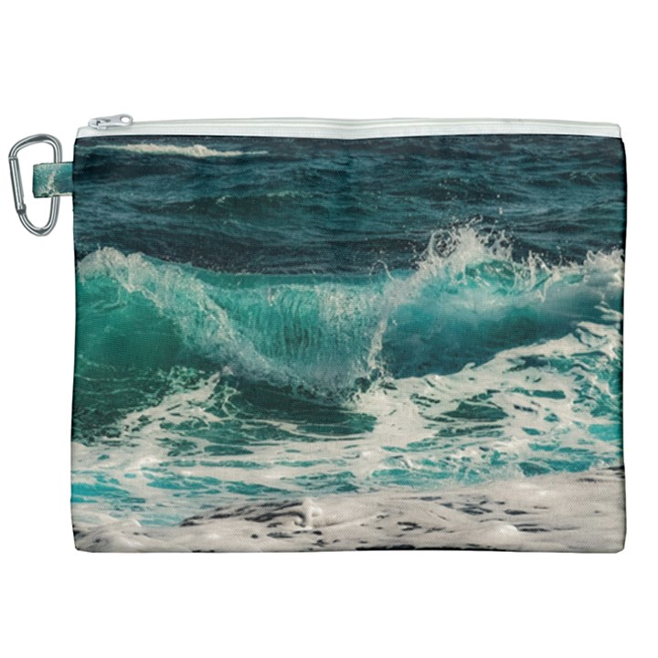 Sea Ocean Waves Seascape Beach Canvas Cosmetic Bag (XXL)