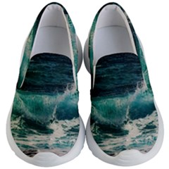 Sea Ocean Waves Seascape Beach Kids Lightweight Slip Ons by danenraven