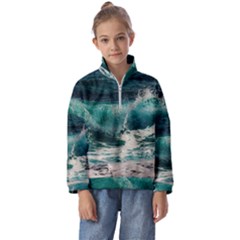 Sea Ocean Waves Seascape Beach Kids  Half Zip Hoodie by danenraven