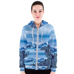 Winter Forest Mountain Snow Nature Alpine Trees Women s Zipper Hoodie by danenraven