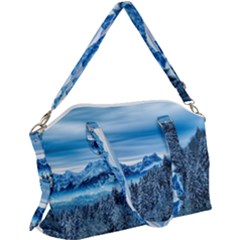 Winter Forest Mountain Snow Nature Alpine Trees Canvas Crossbody Bag