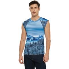 Winter Forest Mountain Snow Nature Alpine Trees Men s Raglan Cap Sleeve Tee by danenraven