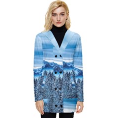 Winter Forest Mountain Snow Nature Alpine Trees Button Up Hooded Coat  by danenraven