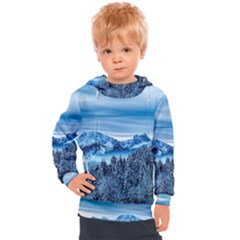 Winter Forest Mountain Snow Nature Alpine Trees Kids  Hooded Pullover by danenraven