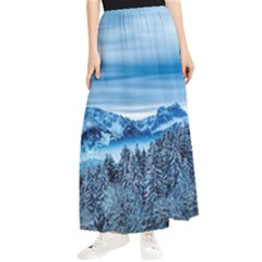 Winter Forest Mountain Snow Nature Alpine Trees Maxi Chiffon Skirt by danenraven