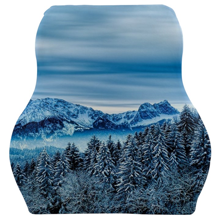 Winter Forest Mountain Snow Nature Alpine Trees Car Seat Velour Cushion 