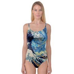 The Great Wave Of Kanagawa Painting Starry Night Vincent Van Gogh Camisole Leotard  by danenraven