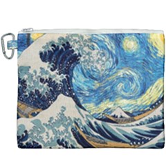 The Great Wave Of Kanagawa Painting Starry Night Vincent Van Gogh Canvas Cosmetic Bag (xxxl) by danenraven