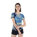 The Great Wave Of Kanagawa Painting Starry Night Vincent Van Gogh Back Cut Out Sport Tee View2