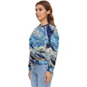 The Great Wave Of Kanagawa Painting Starry Night Vincent Van Gogh Women s Long Sleeve Raglan Tee View2