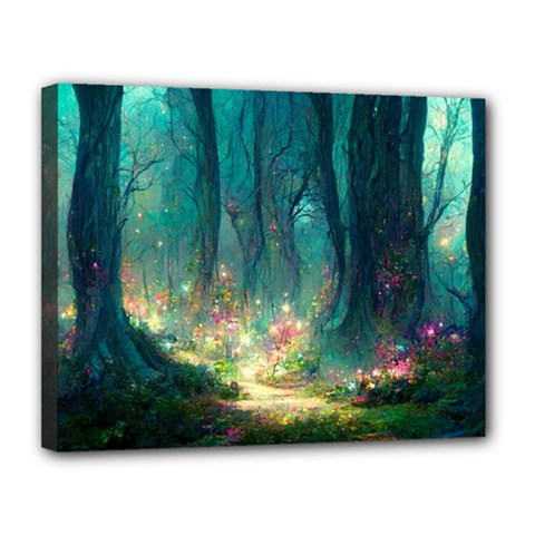 Magical Forest Forest Painting Fantasy Canvas 14  X 11  (stretched) by danenraven