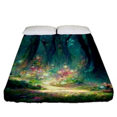 Magical Forest Forest Painting Fantasy Fitted Sheet (queen Size) by danenraven