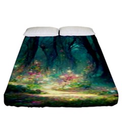 Magical Forest Forest Painting Fantasy Fitted Sheet (king Size) by danenraven