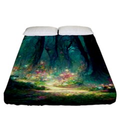 Magical Forest Forest Painting Fantasy Fitted Sheet (california King Size) by danenraven