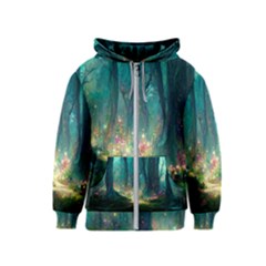 Magical Forest Forest Painting Fantasy Kids  Zipper Hoodie by danenraven