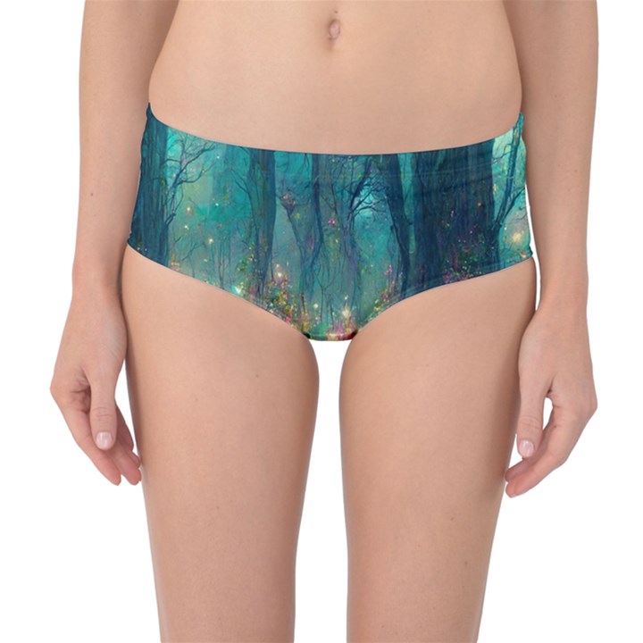 Magical Forest Forest Painting Fantasy Mid-Waist Bikini Bottoms