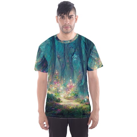 Magical Forest Forest Painting Fantasy Men s Sport Mesh Tee by danenraven