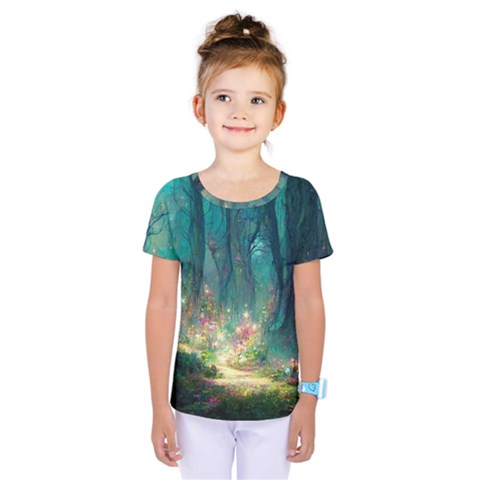 Magical Forest Forest Painting Fantasy Kids  One Piece Tee by danenraven