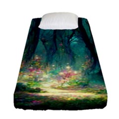 Magical Forest Forest Painting Fantasy Fitted Sheet (single Size) by danenraven