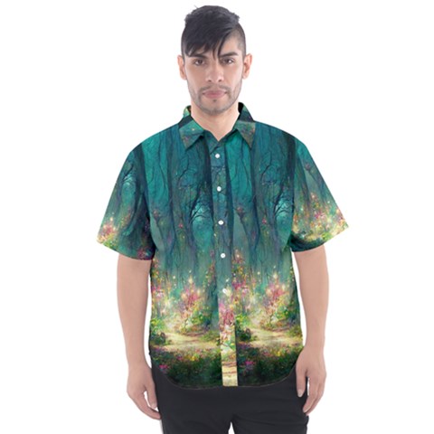 Magical Forest Forest Painting Fantasy Men s Short Sleeve Shirt by danenraven