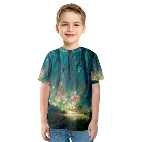 Magical Forest Forest Painting Fantasy Kids  Sport Mesh Tee by danenraven