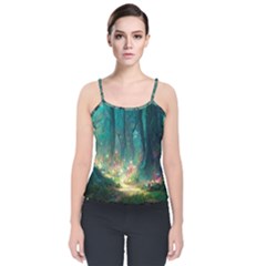 Magical Forest Forest Painting Fantasy Velvet Spaghetti Strap Top by danenraven