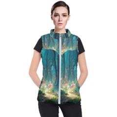 Magical Forest Forest Painting Fantasy Women s Puffer Vest