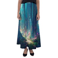 Magical Forest Forest Painting Fantasy Flared Maxi Skirt by danenraven