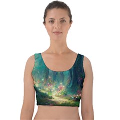 Magical Forest Forest Painting Fantasy Velvet Crop Top by danenraven