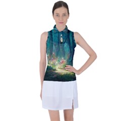 Magical Forest Forest Painting Fantasy Women s Sleeveless Polo Tee by danenraven