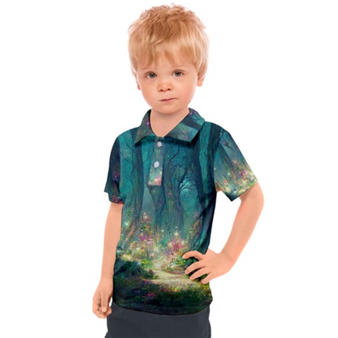 Magical Forest Forest Painting Fantasy Kids  Polo Tee by danenraven