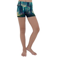 Magical Forest Forest Painting Fantasy Kids  Lightweight Velour Yoga Shorts by danenraven