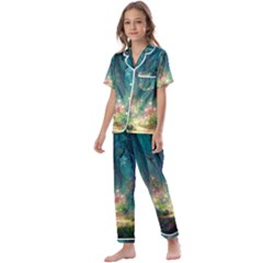 Magical Forest Forest Painting Fantasy Kids  Satin Short Sleeve Pajamas Set by danenraven