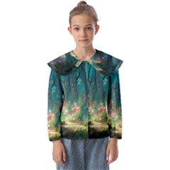 Magical Forest Forest Painting Fantasy Kids  Peter Pan Collar Blouse by danenraven