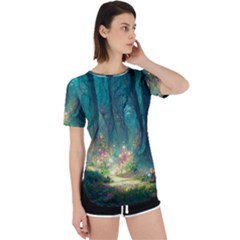 Magical Forest Forest Painting Fantasy Perpetual Short Sleeve T-shirt by danenraven