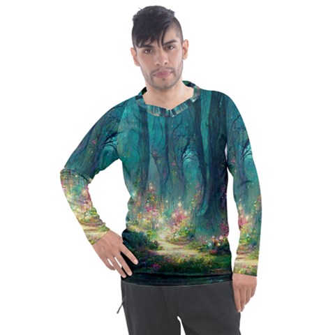 Magical Forest Forest Painting Fantasy Men s Pique Long Sleeve Tee by danenraven