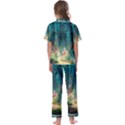 Magical Forest Forest Painting Fantasy Kids  Satin Short Sleeve Pajamas Set View2