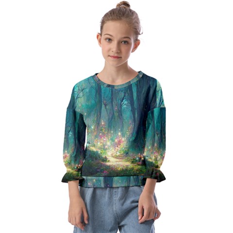 Magical Forest Forest Painting Fantasy Kids  Cuff Sleeve Top by danenraven