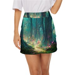 Magical Forest Forest Painting Fantasy Mini Front Wrap Skirt by danenraven