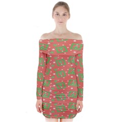 X Mas Texture Pack Long Sleeve Off Shoulder Dress by artworkshop