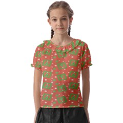 X Mas Texture Pack Kids  Frill Chiffon Blouse