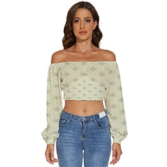 X Mas Texture Pack 3 Long Sleeve Crinkled Weave Crop Top