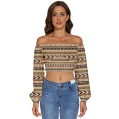 X Mas Texture Pack 4 Long Sleeve Crinkled Weave Crop Top