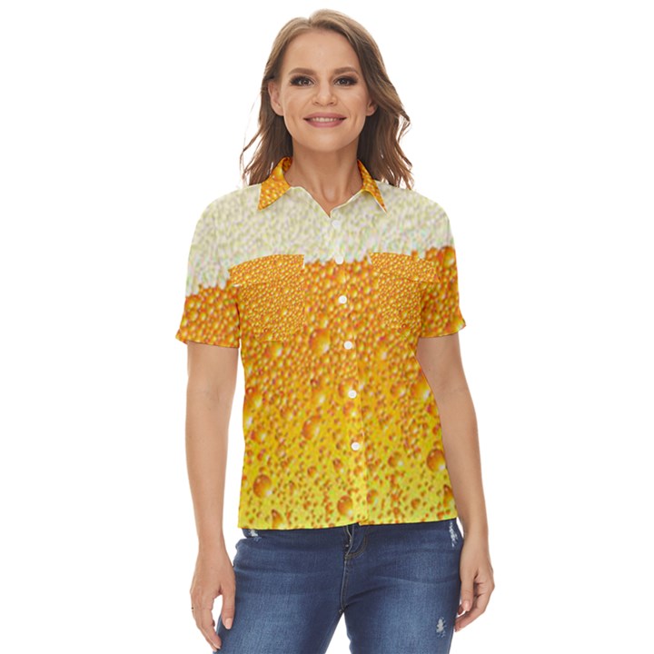 Bubble Beer Women s Short Sleeve Double Pocket Shirt