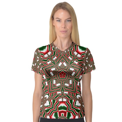 Christmas-kaleidoscope V-neck Sport Mesh Tee by artworkshop