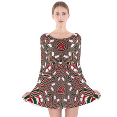 Christmas-kaleidoscope Long Sleeve Velvet Skater Dress by artworkshop